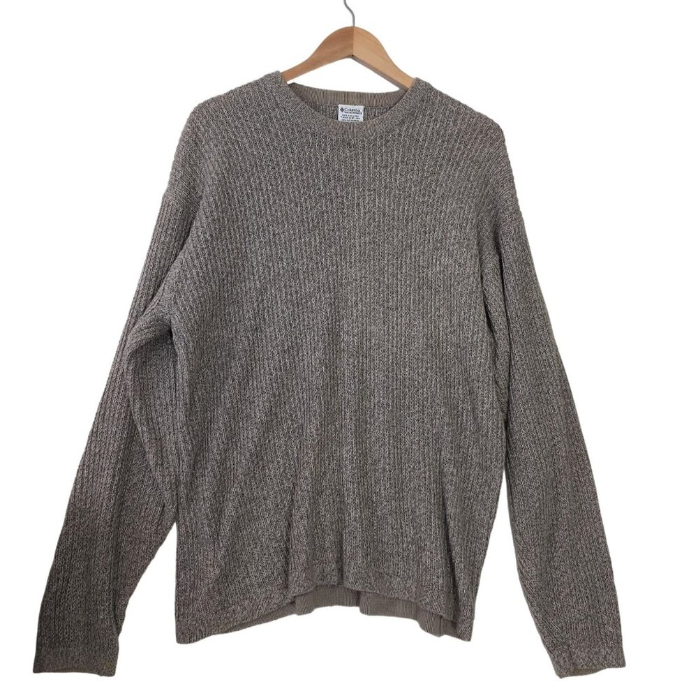 Columbia Crew Neck Sweater Mens L Gray Gorpcore Dad Outdoor Pullover Cotton